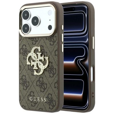 Guess 4G & Big Strass Logo Hülle für iPhone 17 Pro Max / 18 Pro Max - Braun