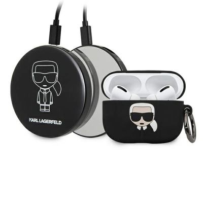 Karl Lagerfeld Ikonik Hülle für AirPods Pro + Powerbank – Schwarz