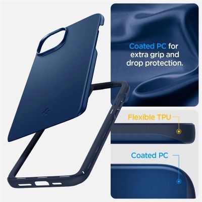 4. Spigen Thin Fit Hülle für iPhone 15 Plus – Blau