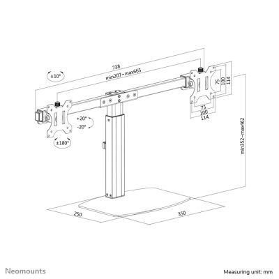 13. Neomounts FPMA-D865DBLACK Monitorhalterung/Ständer 68,6 cm (27") Schreibtisch Schwarz