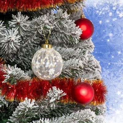 4. SICHERER KUNSTSTOFFKUGEL 8 CM SPITZENVERZIERUNG GLITZERSTERN