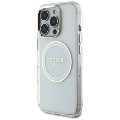 2. Guess IML Metal Colored Circle Classic Logo MagSafe Hülle für iPhone 16 Pro Max - Weiß