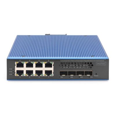 4. Industrieller 8+4 10G SFP Port L2+ Gigabit Ethernet PoE Switch 8 x GE RJ45 + 4 x 10G SFP Port