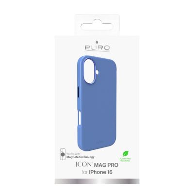 10. Puro Icon Mag Pro MagSafe Silikonhülle für iPhone 16 – blau