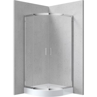 Halbrunde Duschkabine mit Duschwanne 80x80 cm