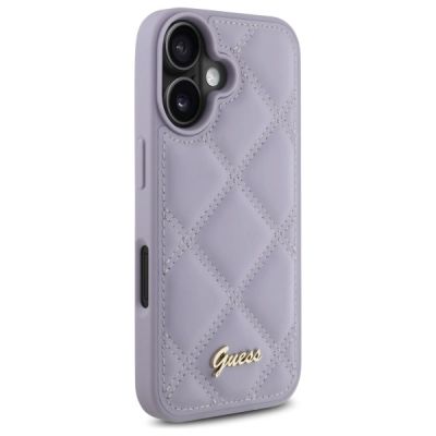 4. Guess Quilted Metal Logo Hülle für iPhone 16 – Hellviolett