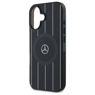 6. Mercedes MB Double Layer Crossed Lines MagSafe Hülle für iPhone 16 - Schwarz