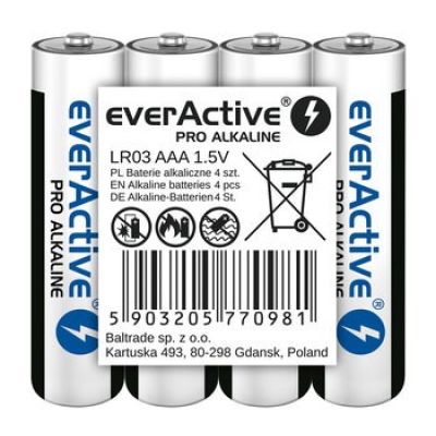 EVERACTIVE PRO ALKALINE-BATTERIEN R03, AAA, 4 STÜCK, 1250 mAh, HOHE LEISTUNG, LR03PRO4T
