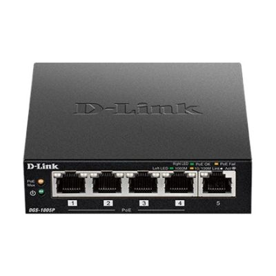 4. D-Link DGS-1005P/E Netzwerkkarte, unmanaged Gigabit Ethernet (10/100/1000) mit PoE-Unterstützung, Schwarz