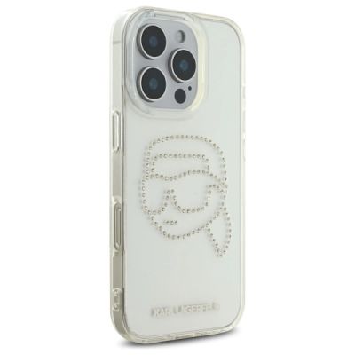 4. Karl Lagerfeld KLHCP16XHKHDCELT iPhone 16 Pro Max 6,9" transparentes Hardcase IML Rhinestones Karl Head
