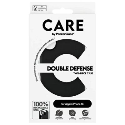 4. CARE by PanzerGlass Feature Double Defense Hülle für iPhone 16 - Schwarz