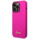 2. Guess Silikonhülle mit Vintage-Goldlogo für iPhone 14 Pro – Fuchsia