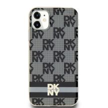 DKNY IML Checkered Mono Pattern & Printed Stripes MagSafe Hülle für iPhone 11 / Xr – Schwarz