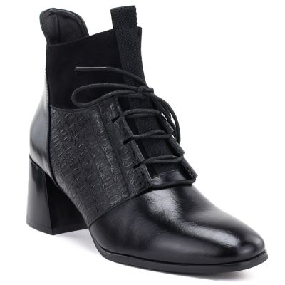 Gefütterte Damen-Ankle-Boots mit hohem Absatz, schwarz, Vinceza 58670