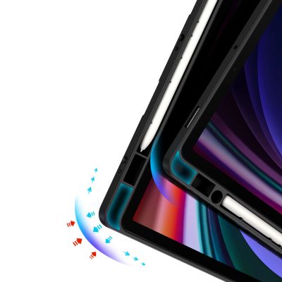 9. Dux Ducis Magi Hülle mit Stifthalter für Samsung Galaxy Tab S10 FE/S9/S9 FE - Schwarz