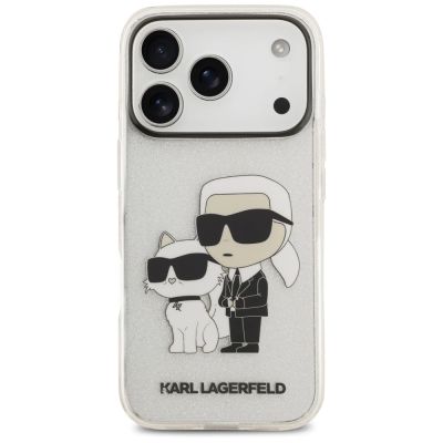 3. Karl Lagerfeld IML NFT Glitter Karl&Choupette Hülle für iPhone 18 Pro / 17 Pro - Transparent