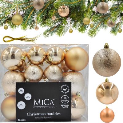 13. Dekorative Plastikkugel-Box, 46 Stück, Glimmer, Kupfer