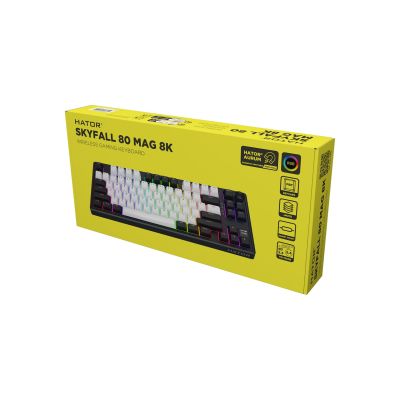 7. HATOR Skyfall 80 MAG ULTIMA 8K kabellose Gaming-Tastatur USB + RF + Bluetooth QWERTZ US-Englisch Schwarz, Weiß