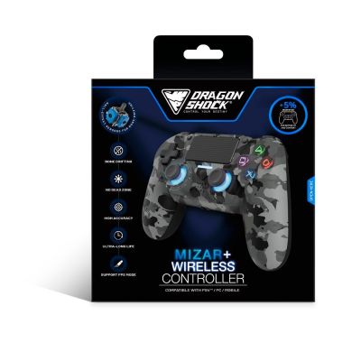 6. Dragonshock Mizar+ Bluetooth-Gamepad (Analog/Digital) in Schwarz, Grau und Camouflage, kompatibel mit PC, PlayStation 4 und Android