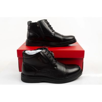 9. Lee Cooper Herrenschuhe, elegante schwarze gefütterte Lederstiefeletten