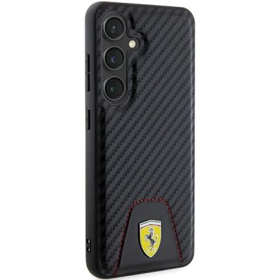 4. Ferrari Carbon Stitched Bottom Case für Samsung Galaxy S24 – Schwarz