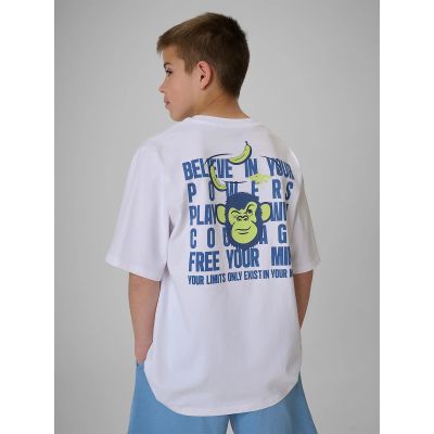 2. Locker geschnittenes Jungen-T-Shirt mit Aufdruck 4F 4FJRSS26TTSHM4276-10S