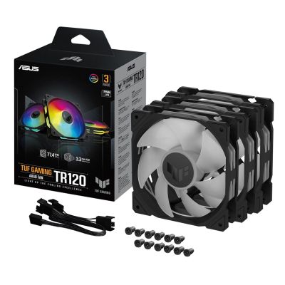 9. ASUS TUF GAMING TR120 ARGB 3-in-1 Schwarzes Computergehäuse mit integriertem 12 cm Luftkühler