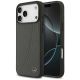 Mercedes Leather Large Laurel Leave MagSafe Case für iPhone 17 Pro Max – Schwarz und Grau