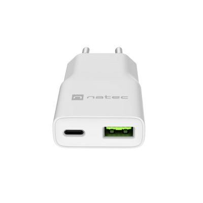 3. NATEC RIBERA GAN SLIM WANDLADEGERÄT USB-A USB-C 20W WEISS