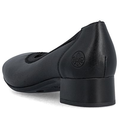 5. Schwarze Damen-Pumps aus Leder mit niedrigem Absatz, Rieker 43452-00