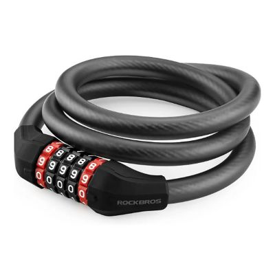5. Rockbros RKS531 5-stelliges Fahrradschloss, Stahlseil, 120 cm, mit LED-Beleuchtung – schwarz