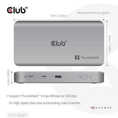 4. CLUB3D CSV-2563 Thunderbolt 5 Dockingstation Silber