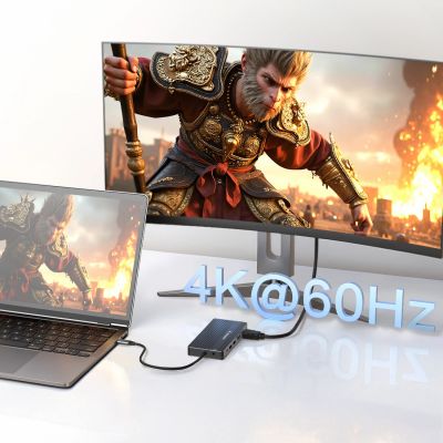 8. USB-C Hub 14 in 1 Wozinsky WDS03Y5S Multifunktional, Aluminium, für 3 Monitore, mit 15 cm Kabel - Grau