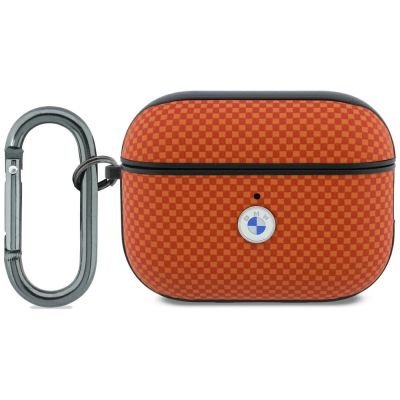 BMW Logo-Hülle aus strukturiertem Kevlar-Metall für AirPods Pro 3 – Orange