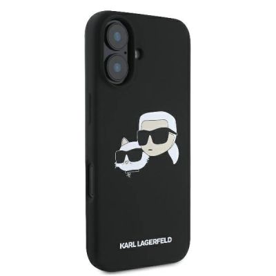 4. Karl Lagerfeld Silikonhülle mit Nabble-Kopf-Print und MagSafe-Design für iPhone 16 – Schwarz