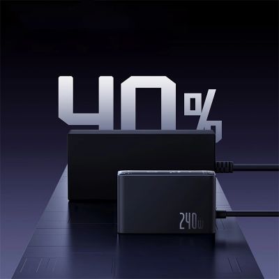 16. Baseus Digital GaN 3xUSB-C 1xUSB-A 240W Wandladegerät mit Netzkabel – Schwarz