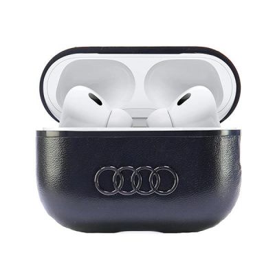 2. Audi Leder Big Logo AirPods Pro 2 Hülle schwarz/schwarz AU-APP2-GT/D3-BK