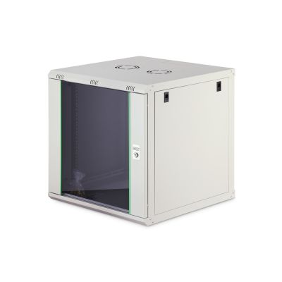 Digitus DYNAmic 19" 12U 600x600 Wand-Netzwerkschrank, Glastür, grau, ungeteilt, montiert, 60 kg