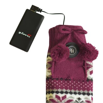 6. GLOVII BEHEIZBARE HAUSSCHUHE MIT SOCKEN, GRÖSSE 40-44, NORWEGISCHES MUSTER, INKLUSIVE BATTERIEN UND LADEKABEL, GQ5L