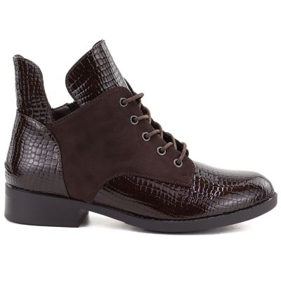 2. Damen-Ankle-Boots aus Lackleder, braun, Vinceza HX27-16524