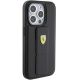 5. Ferrari Grip Stand Metall-Logo-Hülle für iPhone 15 Pro Max – Schwarz
