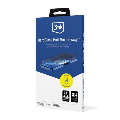 3. 3mk Hardglass Matt Max Privacy gehärtetes Glas für Apple iPhone 15 Pro