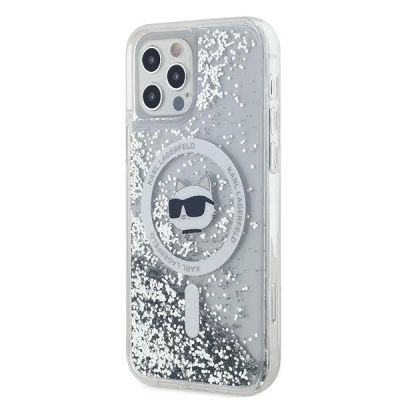 2. Karl Lagerfeld Liquid Glitter Choupette Head MagSafe Hülle für iPhone 12/12 Pro – Transparent