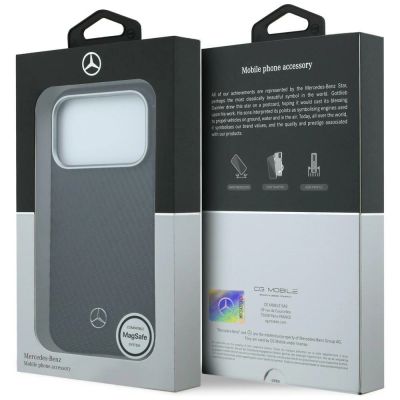 8. Mercedes Leder-Halbhülle in Holzoptik mit MagSafe-Funktion für iPhone 17 Pro Max – Schwarz