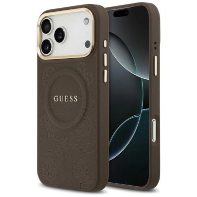 Guess Peony Hot Stamp MagSafe Case für iPhone 17 Pro Max - Braun