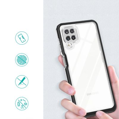 2. Klare 3in1 Hülle für Samsung Galaxy A22 4G Frame Gel Cover Schwarz
