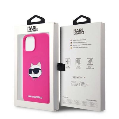 8. Karl Lagerfeld Silikon Choupette Head MagSafe Hülle für iPhone 15 Plus / 14 Plus – Rosa