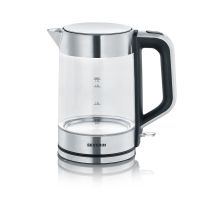 Severin Wasserkocher aus Glas und Stahl, 1,7 l, verdecktes Heizelement, Strix-Steuerung, Kabeleinführung, Wasserstandsanzeige, 2200 W, WK3420