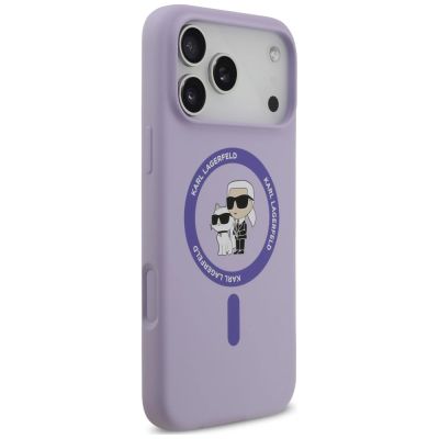 4. Karl Lagerfeld Silicone Karl&Choupette Ring MagSafe Hülle für iPhone 18 Pro Max / 17 Pro Max – Lila