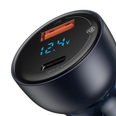 4. Baseus Auto-Ladegerät USB / USB Typ C 65 W 5 A SCP Quick Charge 4.0+ Power Delivery 3.0 LCD Bildschirm grau (CCKX-C0G)